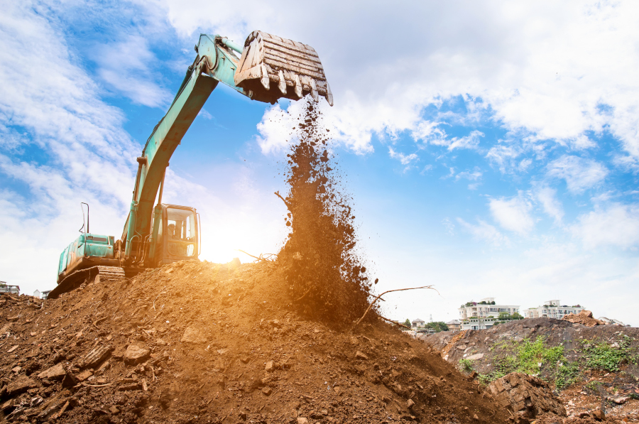 excavator in action excavator in action